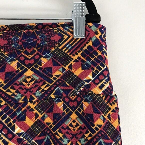 Lularoe Size XL Aztec Tribal Geometric Cassie Skirt Blue Orange Southwestern - Picture 4 of 10